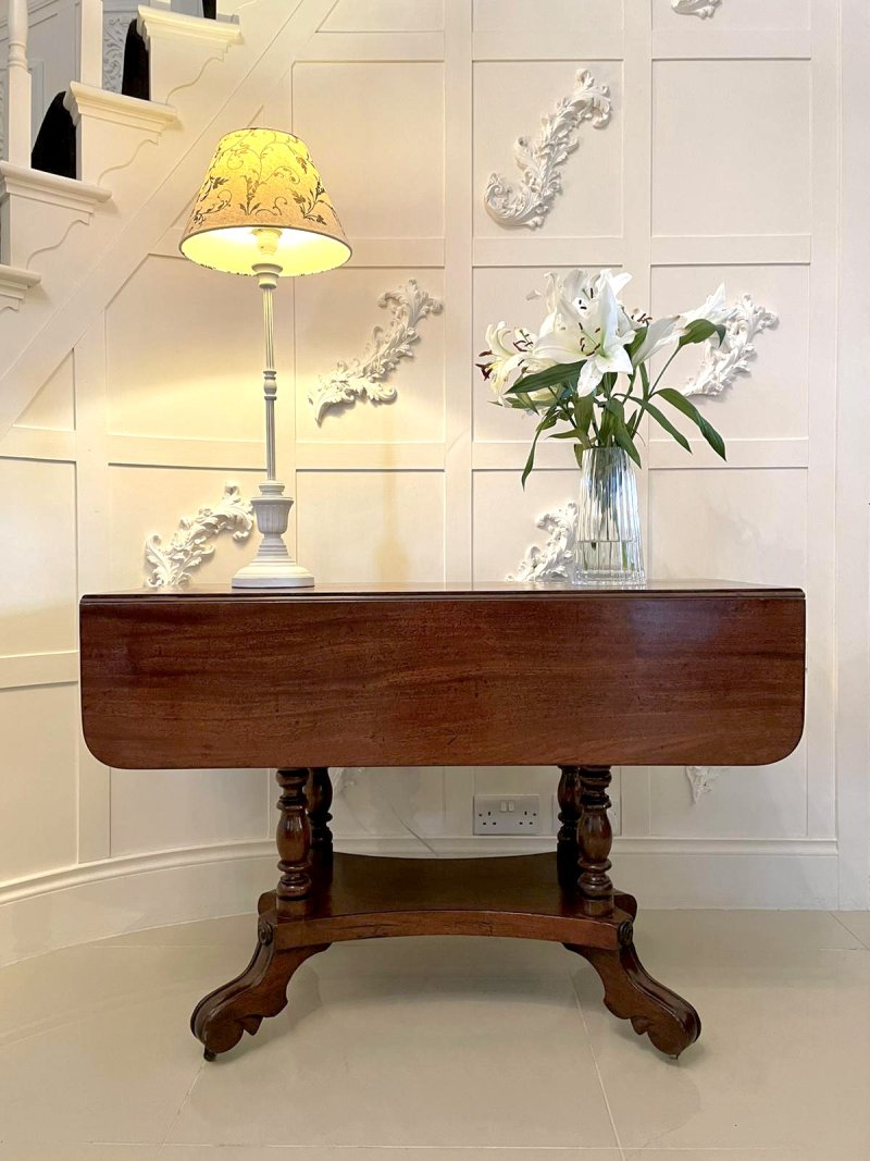 Quality Antique Regency Mahogany Drop Leaf Centre / Dining Table - Image 3